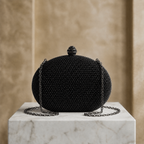 Mini Crystal Clutch Black Semicircle