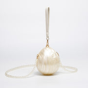 Acrylic Egg Clutch with pearl crossbody strap
