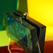 Statement Green Acrylic Clutch with Detachable Sling