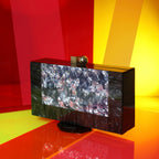 Statement Black & Grey Acrylic Clutch with Detachable Sling