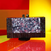 Statement Black & Grey Acrylic Clutch with Detachable Sling