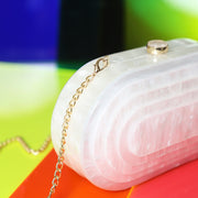 Statement White Acrylic Clutch with Detachable sling