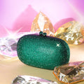 Pebble Crystal Clutch Green