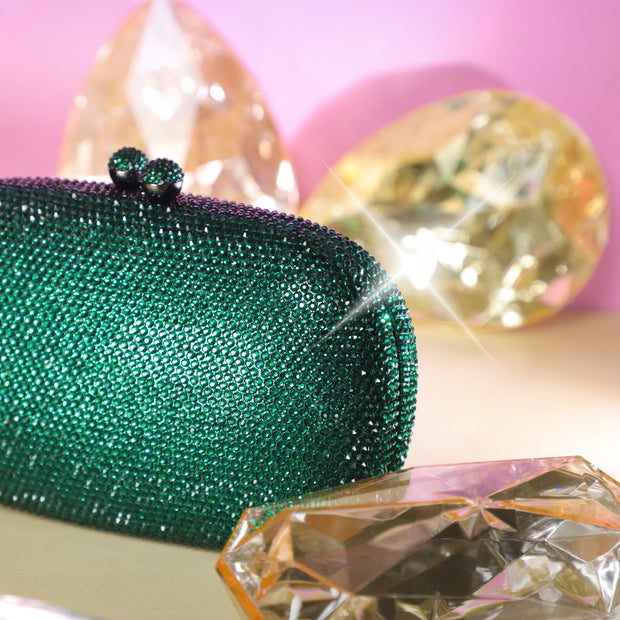 Pebble Crystal Clutch Green