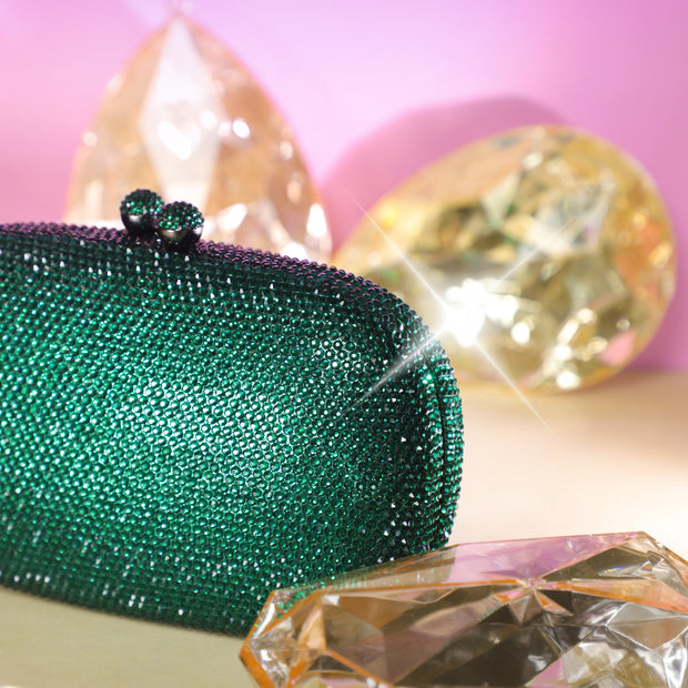 Pebble Crystal Clutch Green