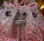 Pink Ombre Embellished Bucket Bag with Detachable Sling