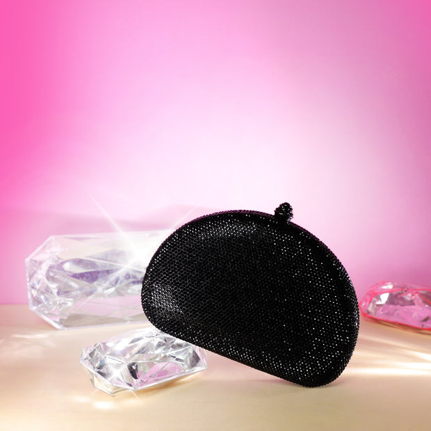 Crystal Clutch Black Semicircle