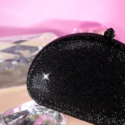 Crystal Clutch Black Semicircle