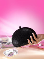 Crystal Clutch Black Semicircle