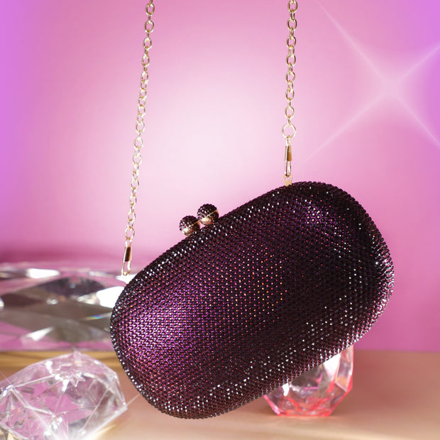 Pebble Crystal Clutch Purple