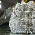 Silver Embellished Bucket Bag with Detachable Sling
