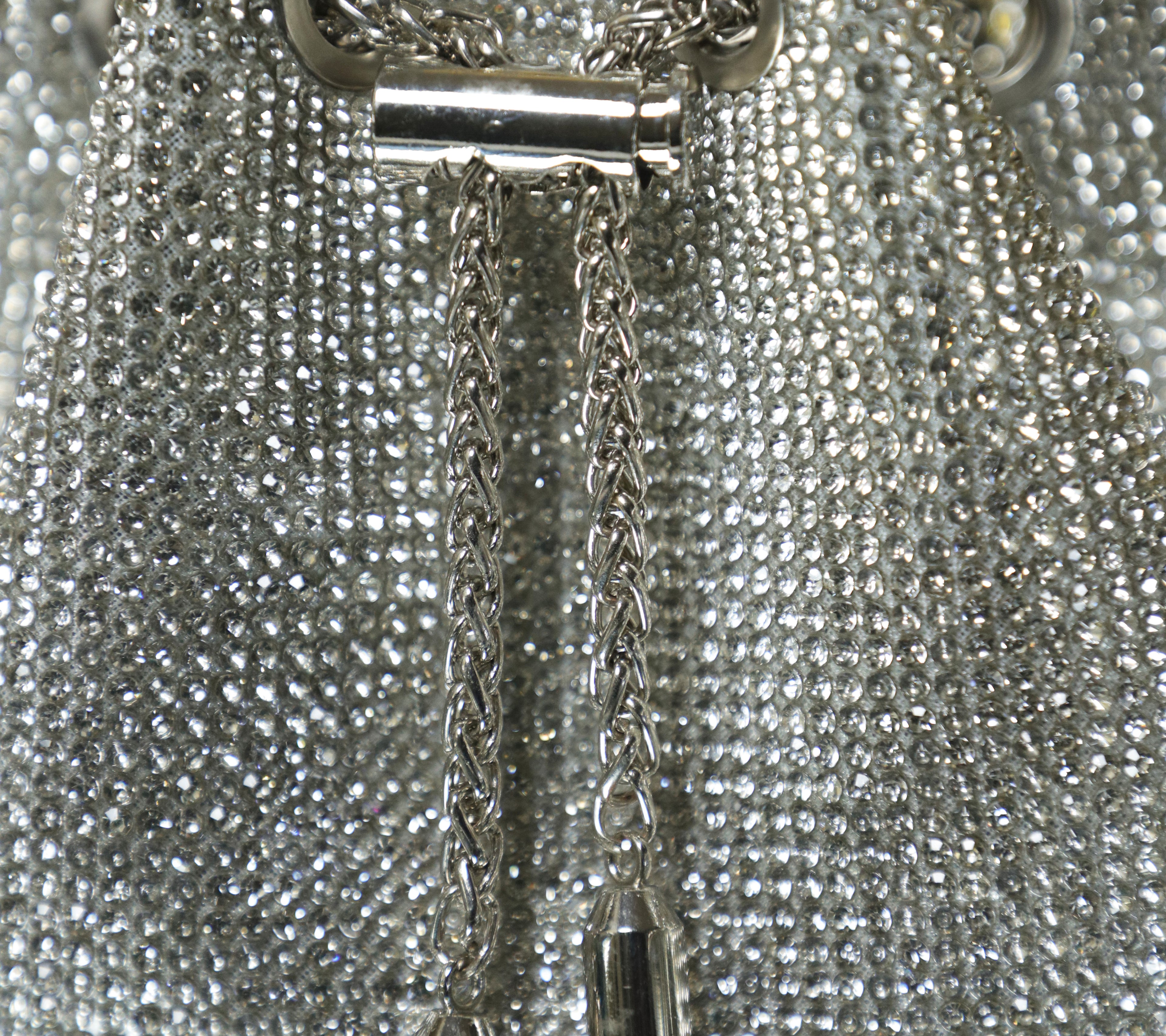Silver Embellished Bucket Bag with Detachable Sling