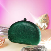 Crystal Clutch Green Semicircle