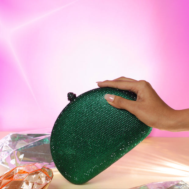 Crystal Clutch Green Semicircle