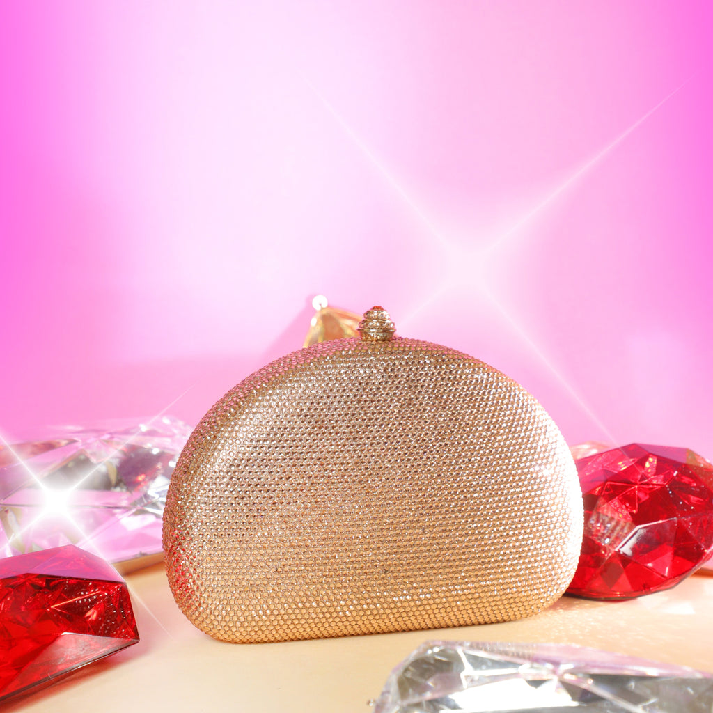 Crystal Clutch Beige Semicircle