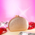 Crystal Clutch Beige Semicircle