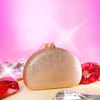 Crystal Clutch Beige Semicircle