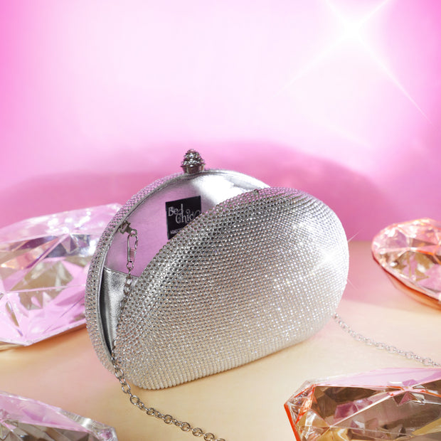 Crystal Clutch Silver Semicircle