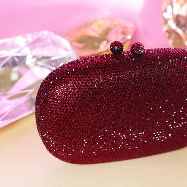 Pebble Crystal Clutch Red