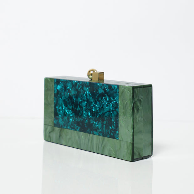 Statement Green Acrylic Clutch with Detachable Sling