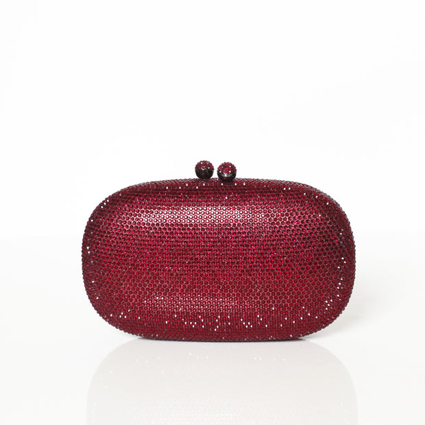 Pebble Crystal Clutch Red