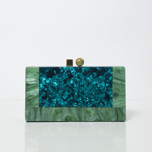 Statement Green Acrylic Clutch with Detachable Sling