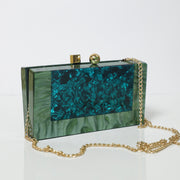 Statement Green Acrylic Clutch with Detachable Sling