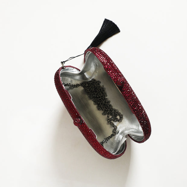 Pebble Crystal Clutch Red