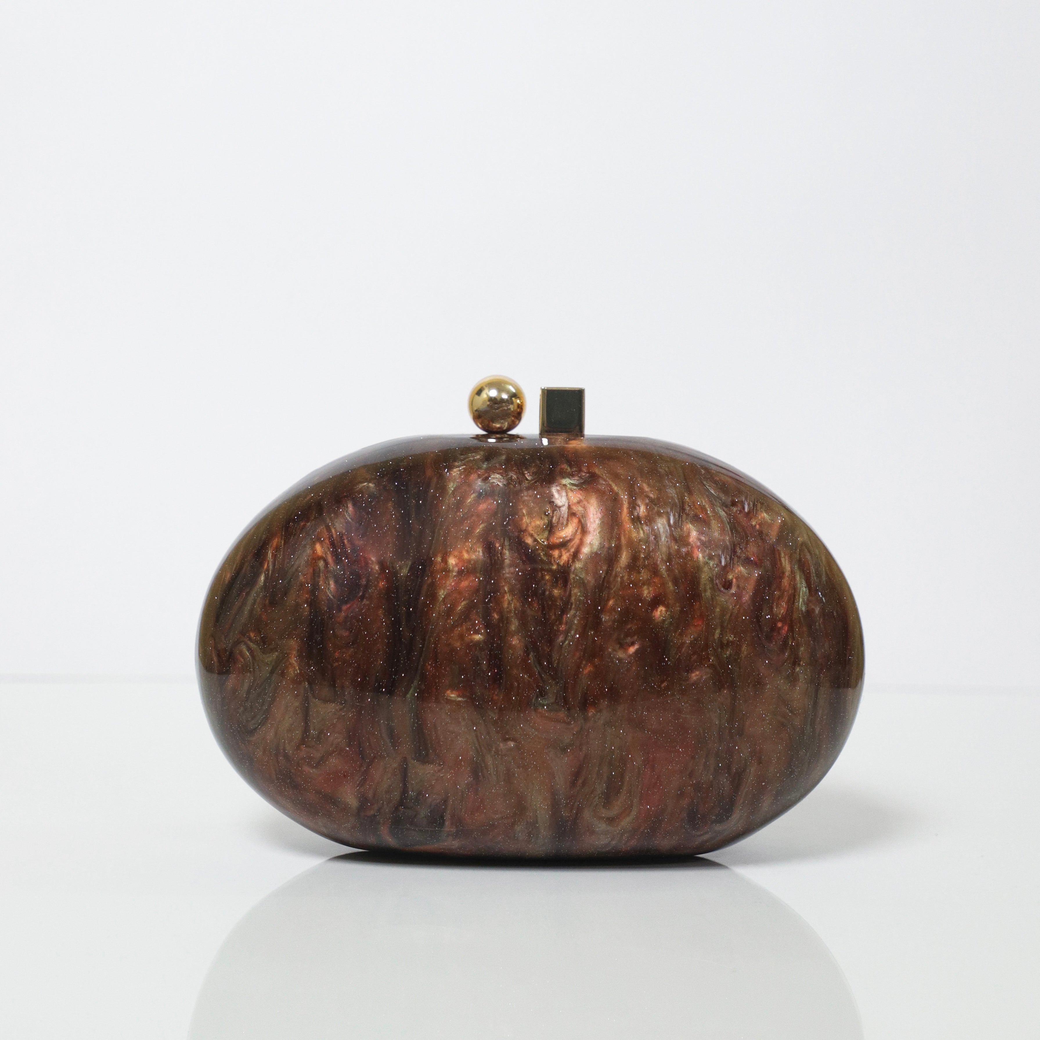 Bronze Capsule Acrylic Clutch with Detachable Sling