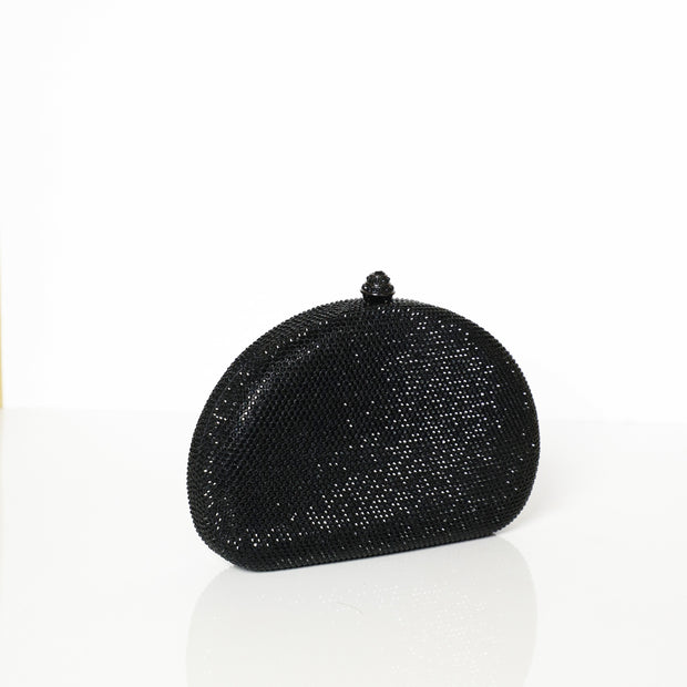 Crystal Clutch Black Semicircle