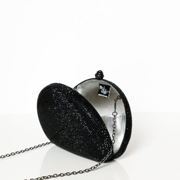 Crystal Clutch Black Semicircle