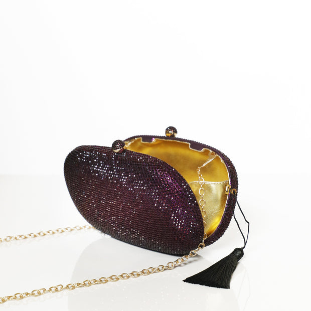 Pebble Crystal Clutch Purple