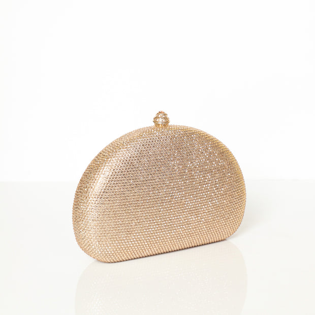 Crystal Clutch Beige Semicircle