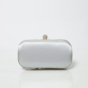 Silver Crystal Embroidered Clutch with Detachable Sling