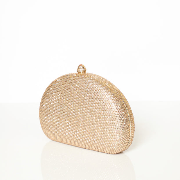 Crystal Clutch Beige Semicircle