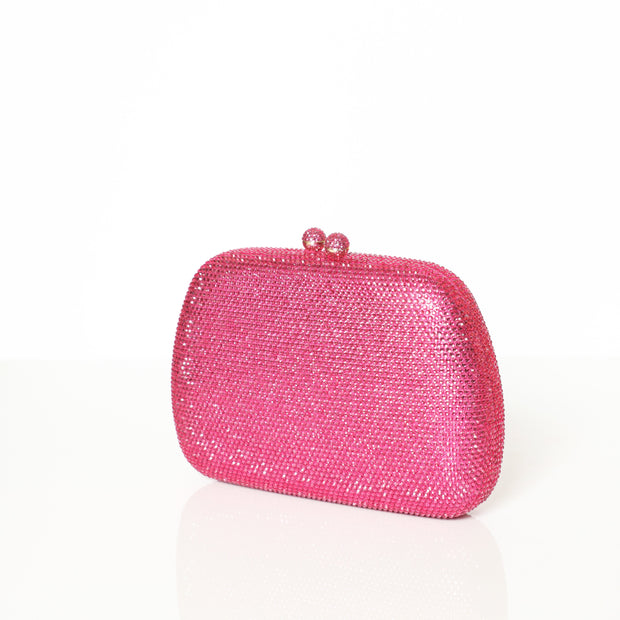 Crystal Clutch Square  Rani Pink