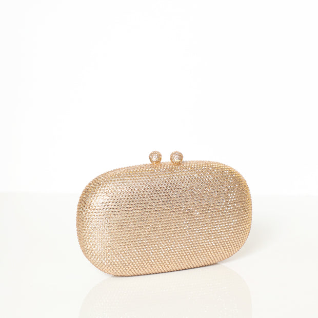 Pebble Crystal Clutch Gold