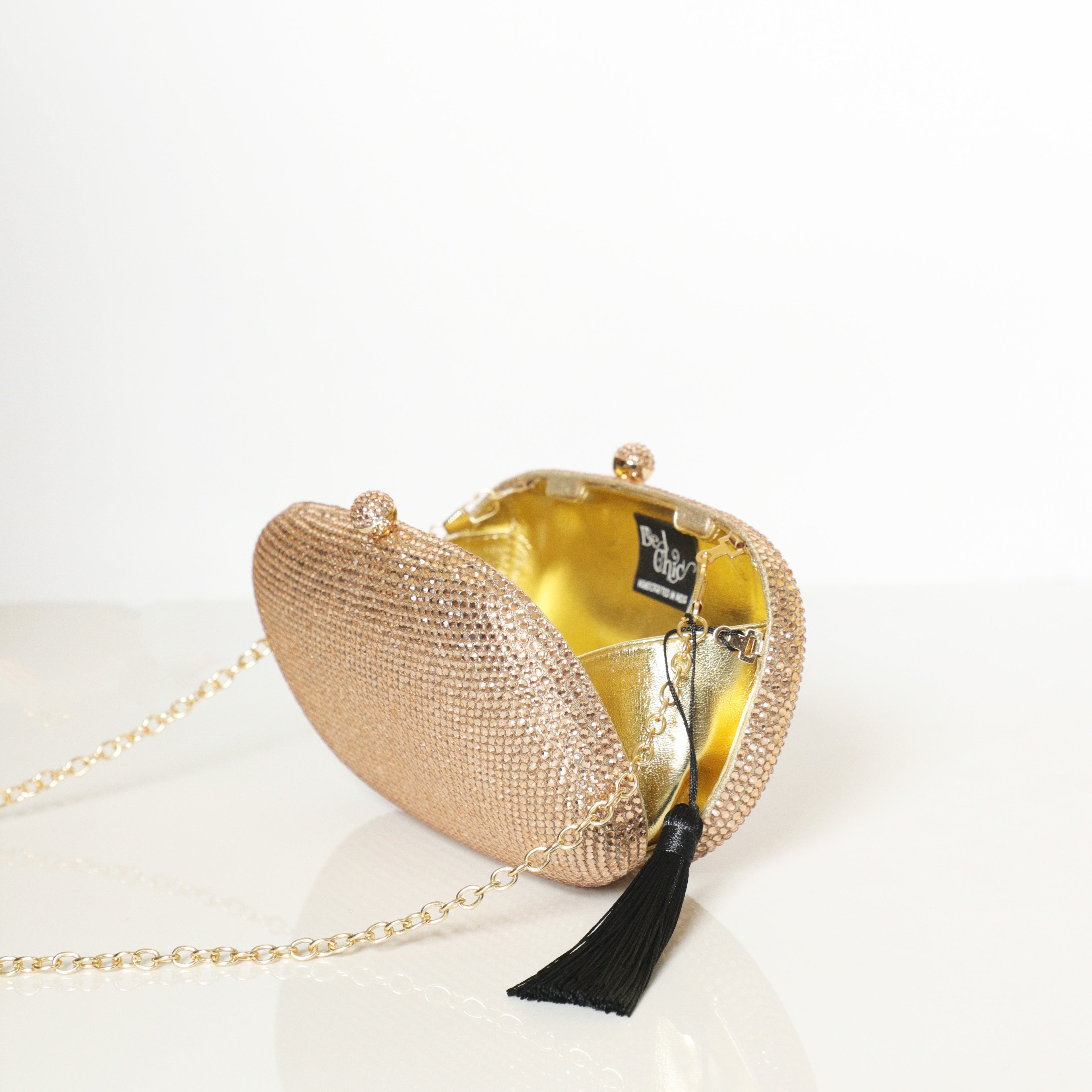 Pebble Crystal Clutch R Gold