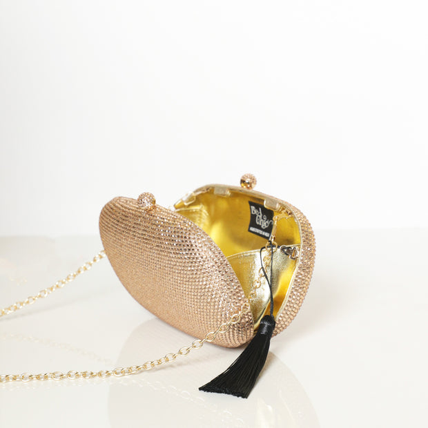 Pebble Crystal Clutch Gold