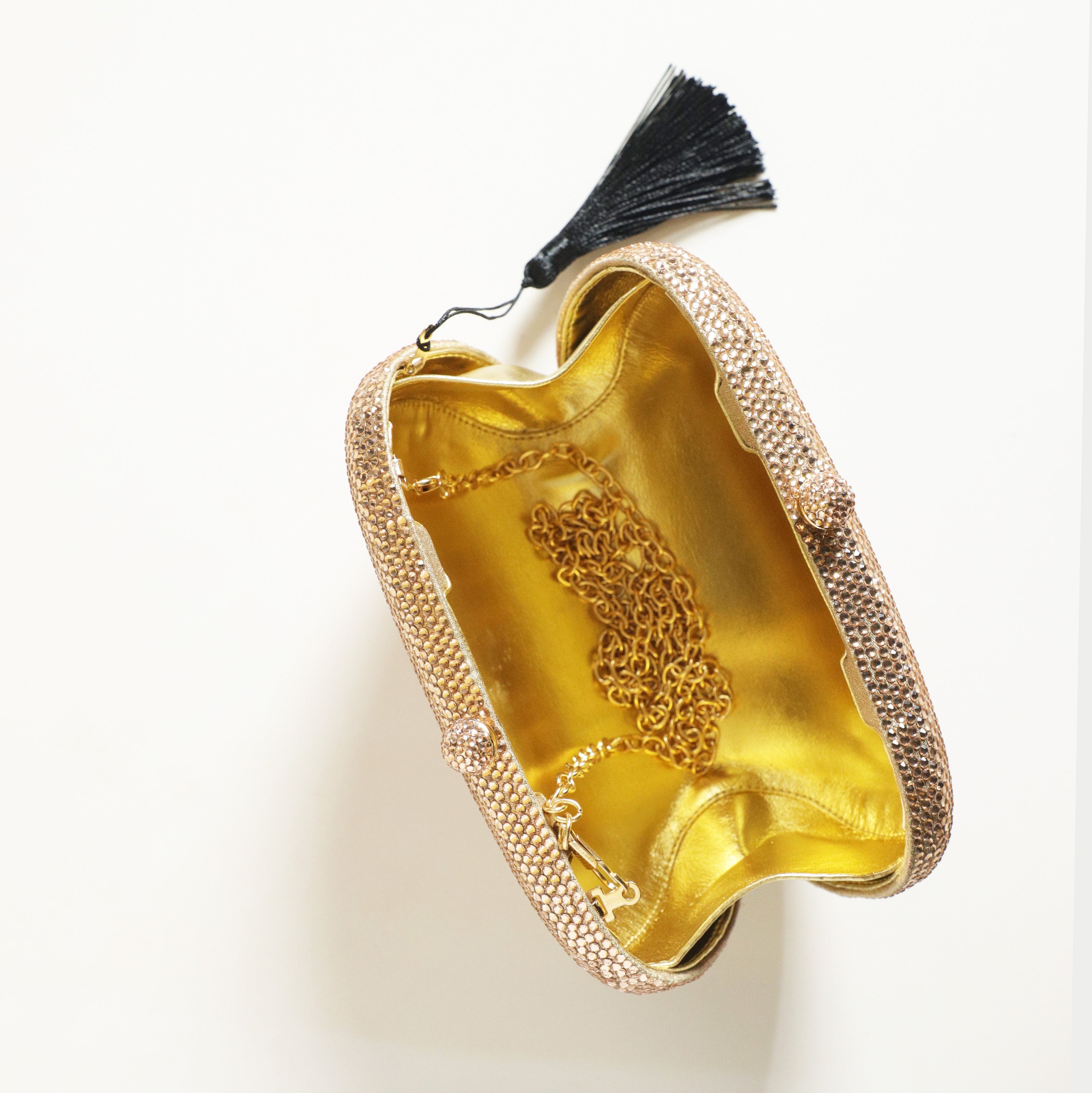 Pebble Crystal Clutch R Gold