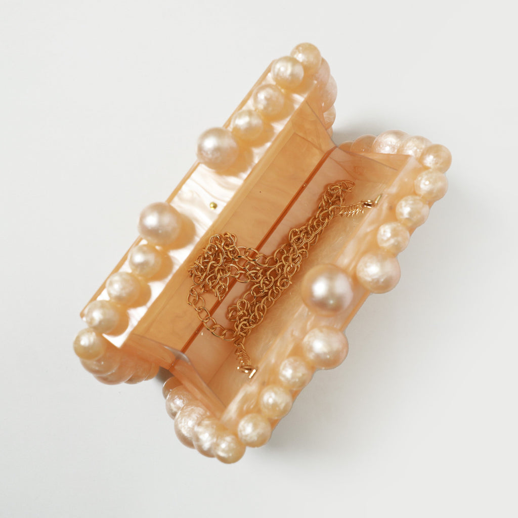 Pearl Box Acrylic Party Clutch Bag with Sling
