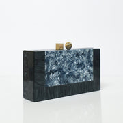 Statement Black & Grey Acrylic Clutch with Detachable Sling