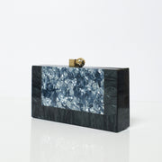 Statement Black & Grey Acrylic Clutch with Detachable Sling