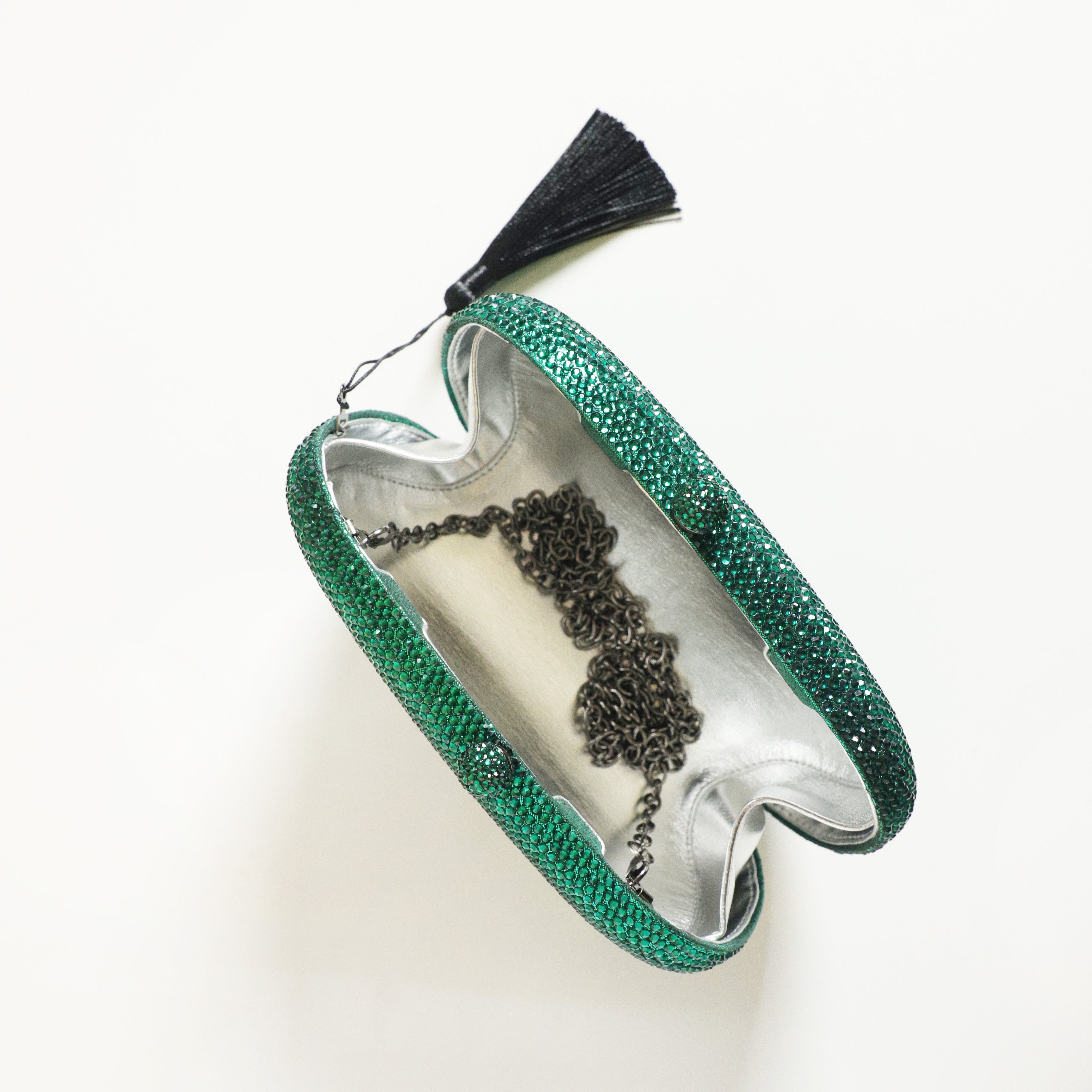 Pebble Crystal Clutch Green