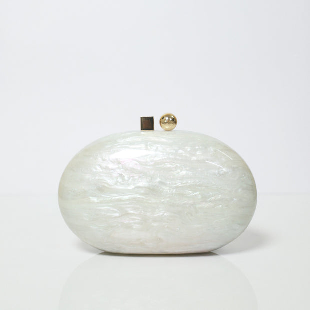 Pebble Ivory Acrylic Party Clutch with Sling