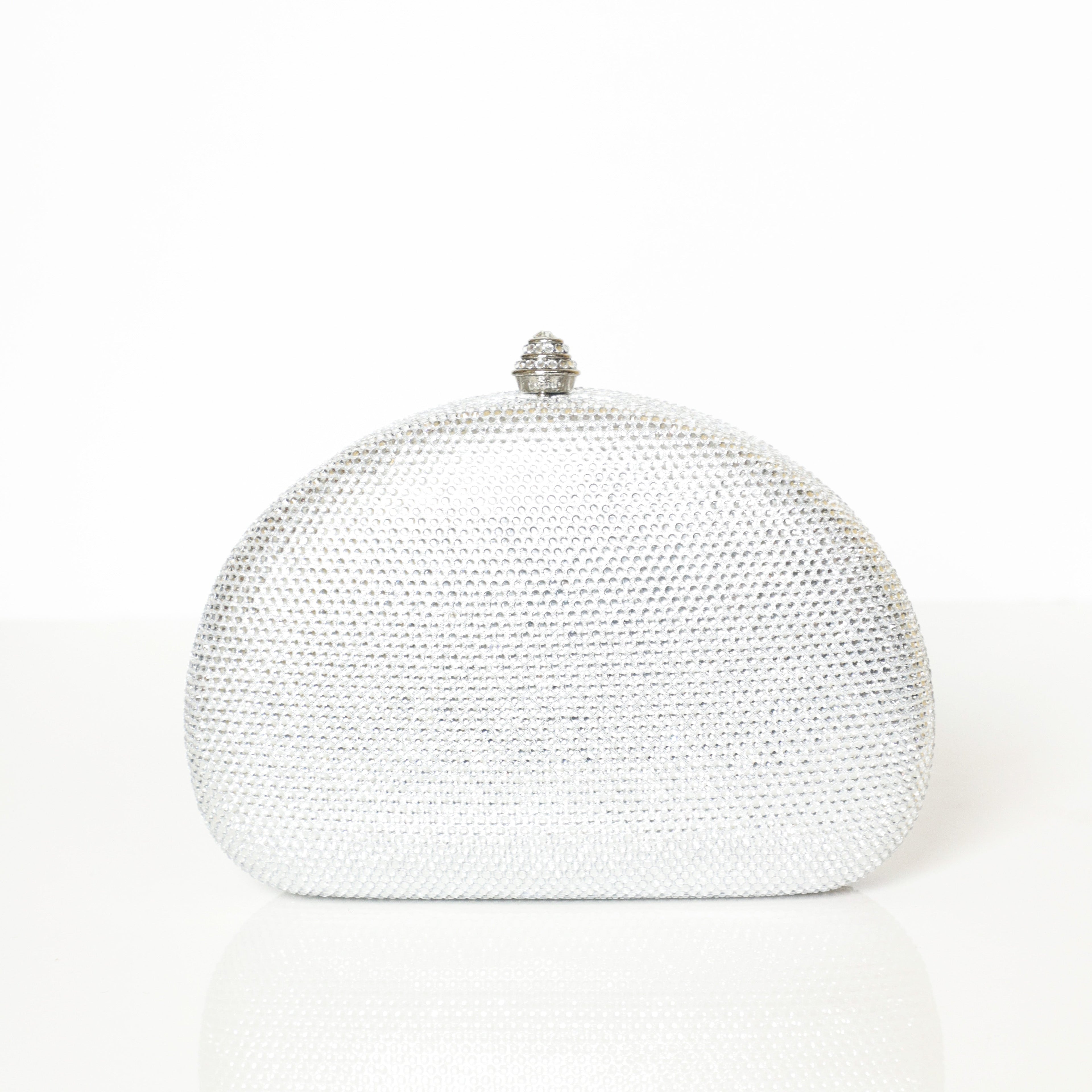 Crystal Clutch Silver Semicircle