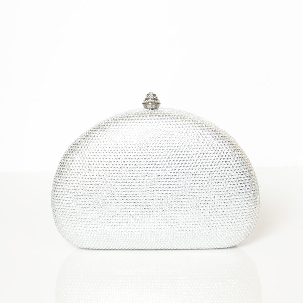 Crystal Clutch Silver Semicircle