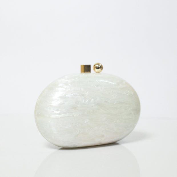 Pebble Ivory Acrylic Party Clutch with Sling