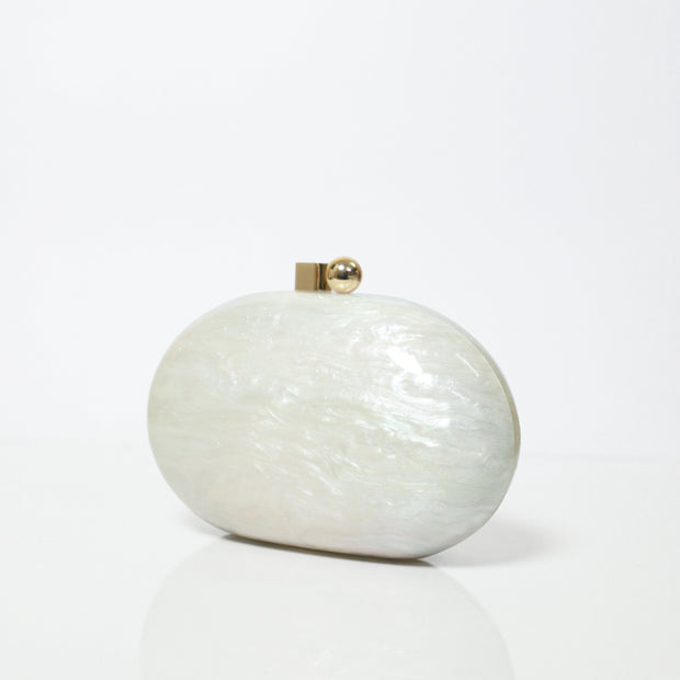 Pebble Ivory Acrylic Party Clutch with Sling