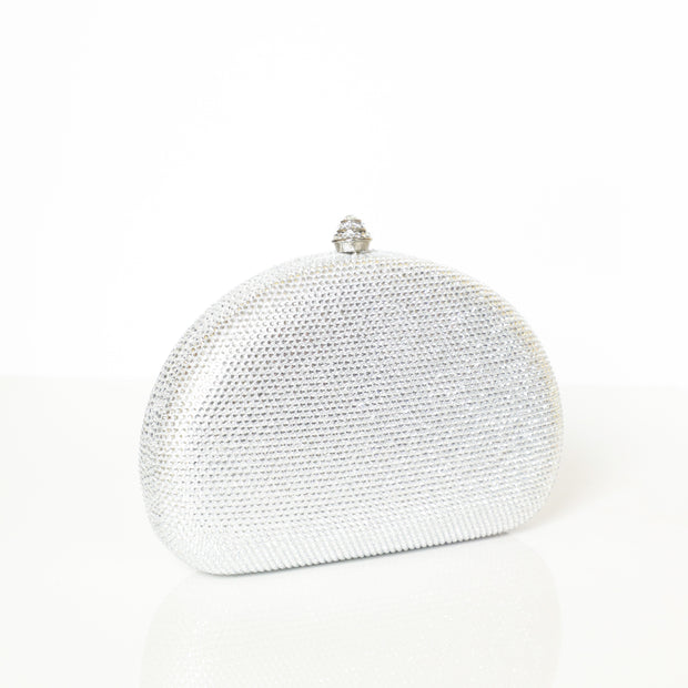 Crystal Clutch Silver Semicircle